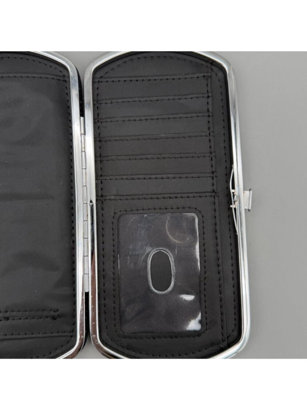 Thirty-One Black Hard Case Wallet White Dot Circle Design Snap Closure Clutch - Picture 9 of 9